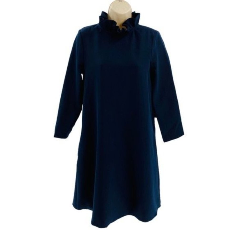 Tuckernuck | NEW Navy Daphne Bow High Neck Long Sleeve Mini Dress Size XL - Picture 4 of 11